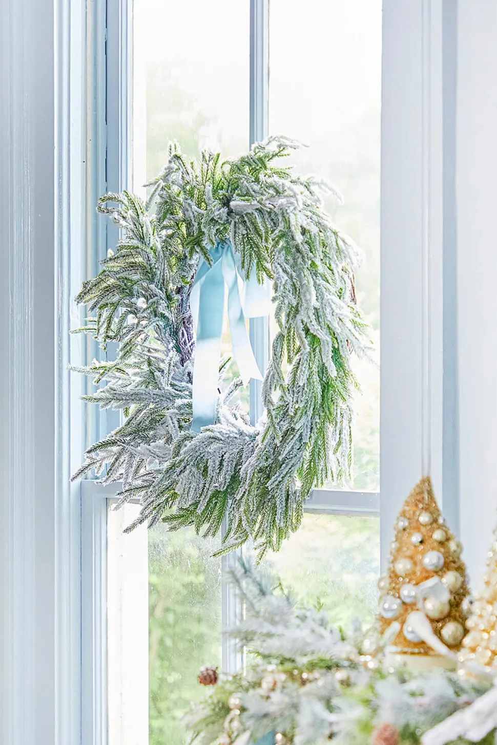 24” Real Touch Flocked Norfolk Wreath