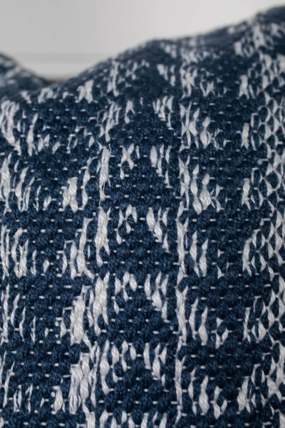 18" Recycled Polyester, Blue And Ivory Pattern Pillow with Polyester Fill