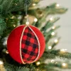 4” Red and Black Buffalo Check Ball Christmas Ornaments