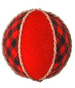 4” Red and Black Buffalo Check Ball Christmas Ornaments