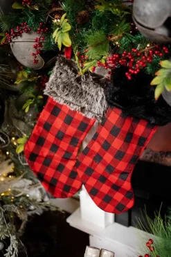 23” Red and Black Buffalo Plaid Stockings
