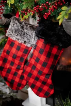 23” Red and Black Buffalo Plaid Stockings
