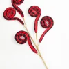 30” Red and Black Fabric Plaid Spiral Curly Spray