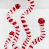 24" Red and White Fabric Peppermint Stripe Jingle Bell Spray