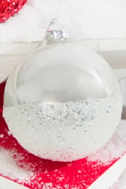 Red and White Glass Ornaments with Glitter