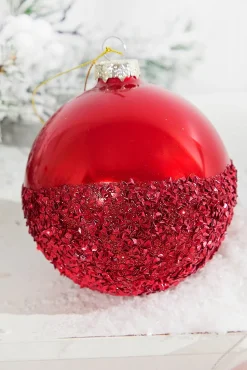 Red and White Glass Ornaments with Glitter