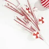 33" Red and White Glitter Peppermint Grass Spray