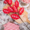 28” Red and White Leaf Spray with Red Berries