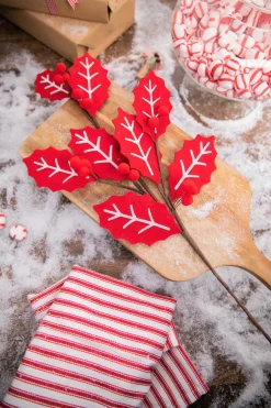 28” Red and White Leaf Spray with Red Berries