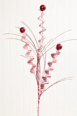 31" Red and White Peppermint Spray