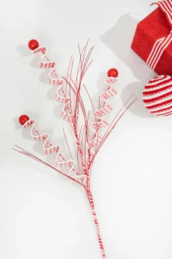31" Red and White Peppermint Spray