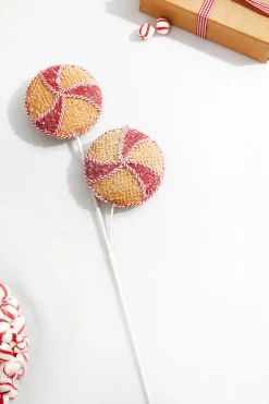 24” Red and White Peppermint Stripe Waffle Spray