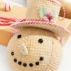 6” Red and White Peppermint Stripe Waffle Snowman Ornament