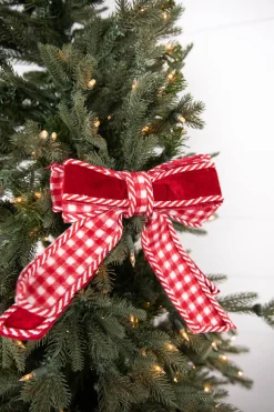 8” Red and White Plaid Bow