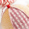 5” Red and White Plaid Waffle Ball Ornament