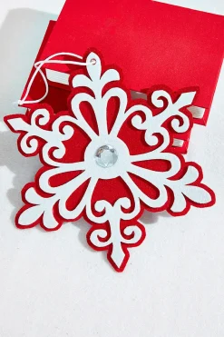 9.8" Red and White Snowflake Ornament