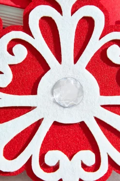 9.8" Red and White Snowflake Ornament