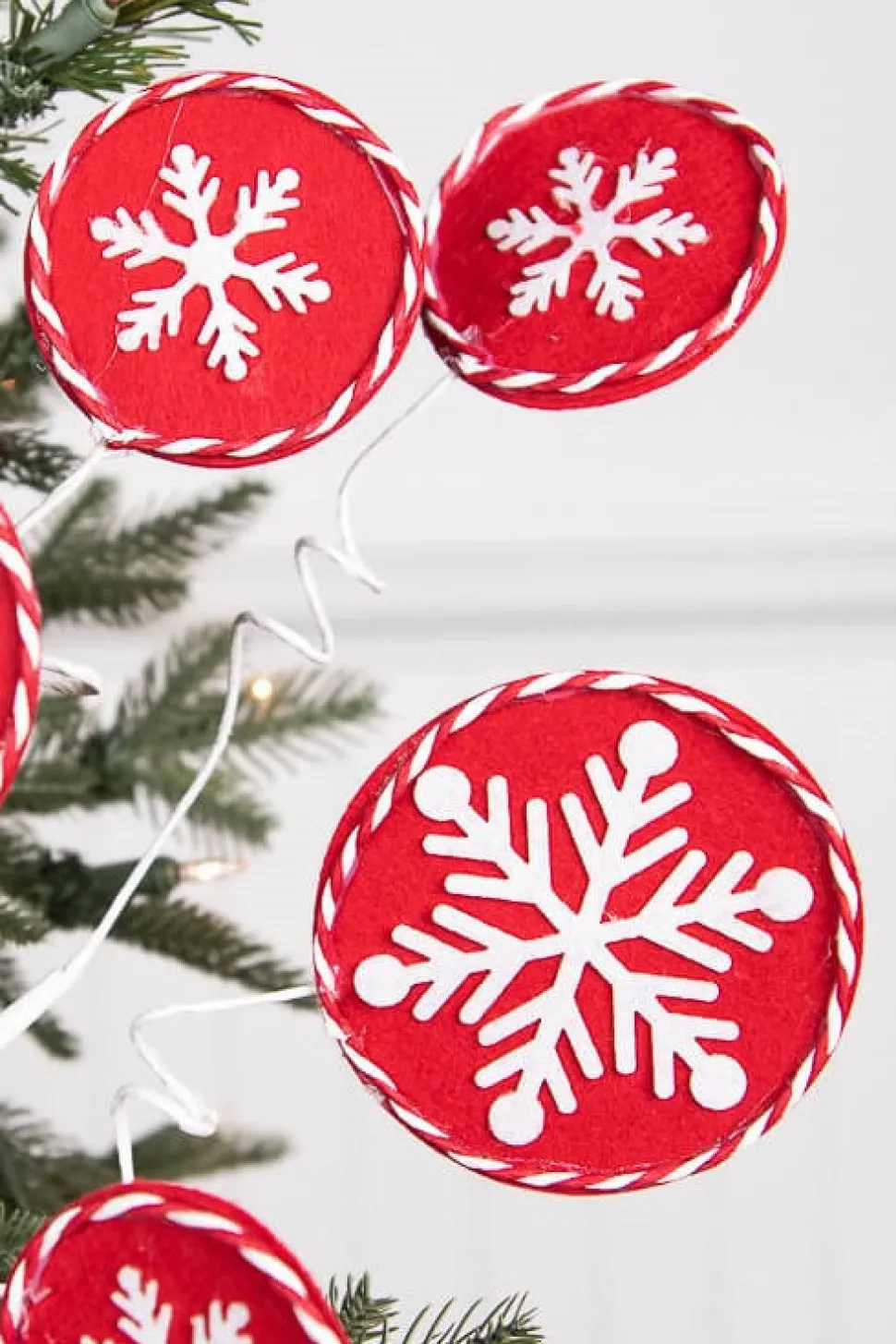 26” Red and White Snowflake Spray