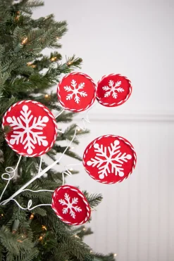 26” Red and White Snowflake Spray