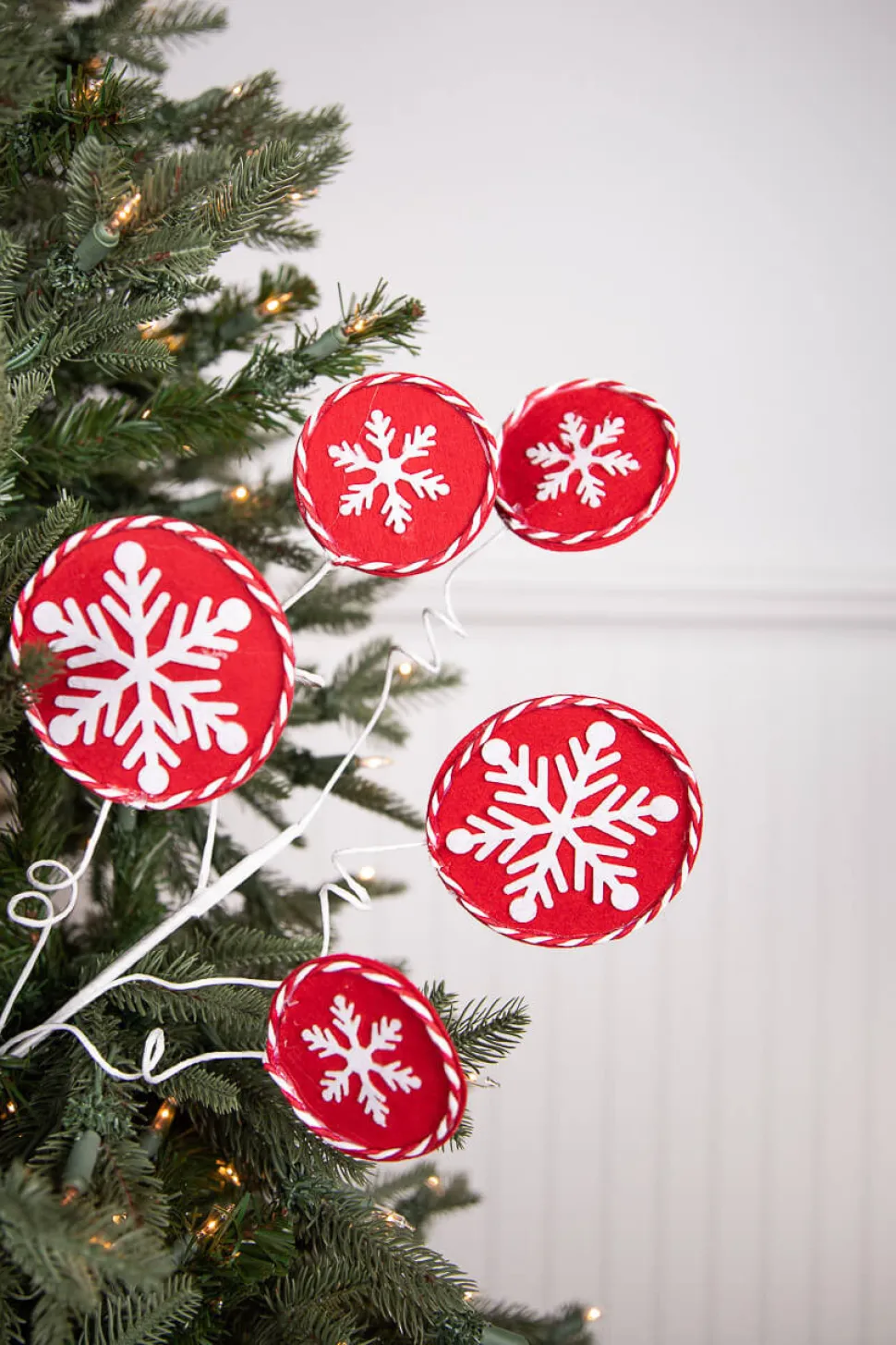 26” Red and White Snowflake Spray
