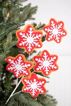 24” Red and White Snowflake Stem