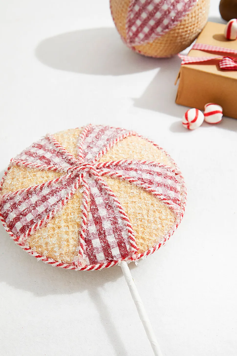 23” Red and White Waffle Peppermint Spray