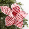 22" Red and White with Cotton Ball Edge Stem