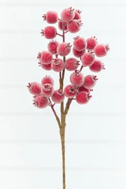 21" Red Beaded Berry Spray