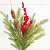 18" Red Berries Pine Spray
