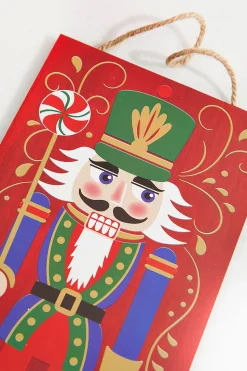 12" Red Blue Green Nutcracker With Candy Sign