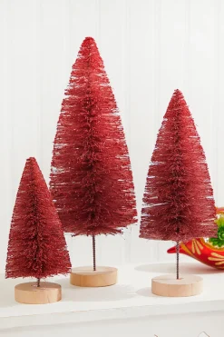 Red Bottle Brush Tree - Set of 3