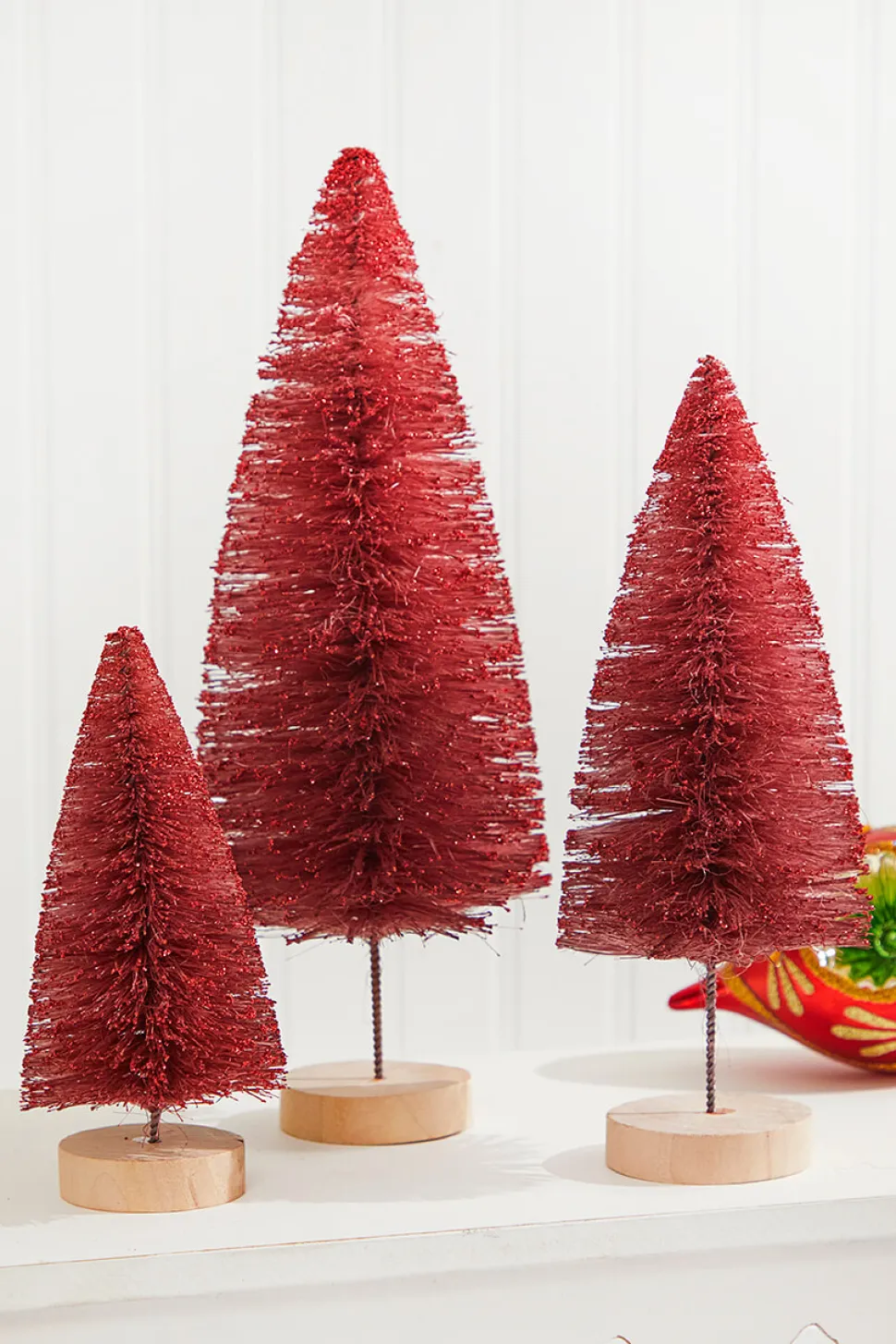 Red Bottle Brush Tree - Set of 3