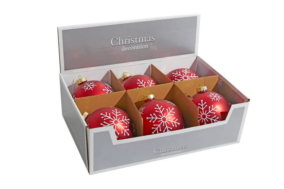 5" Red Christmas Ball Ornaments - Set of 6