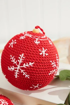 4"-5" Red Cotton Snowflake Ornament