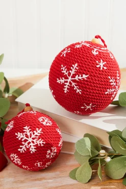 4"-5" Red Cotton Snowflake Ornament