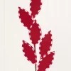 25" Red Felt Leaf Spray with Peppermint Edge