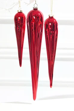 13" Red Finial Glass Ornament