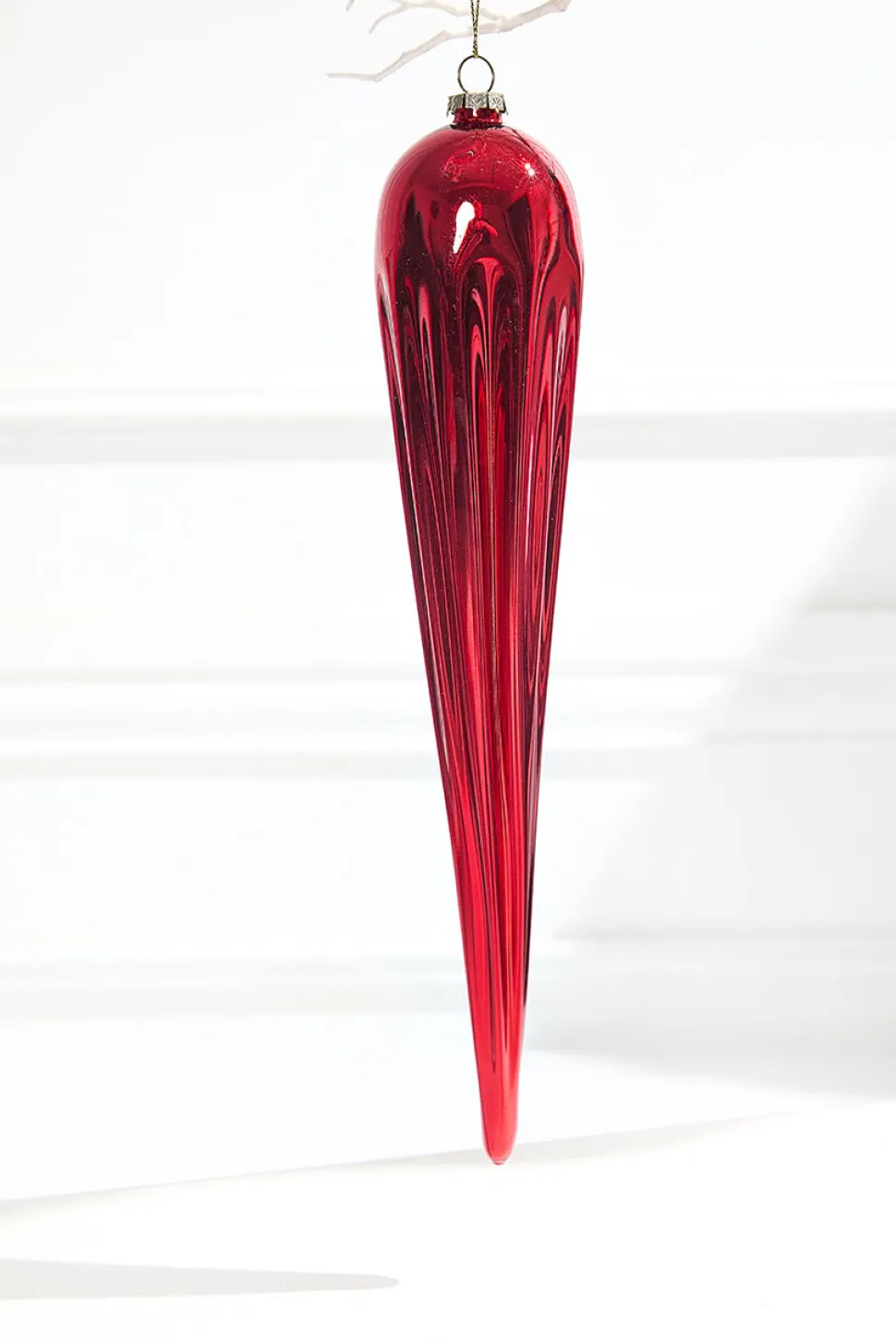 13" Red Finial Glass Ornament