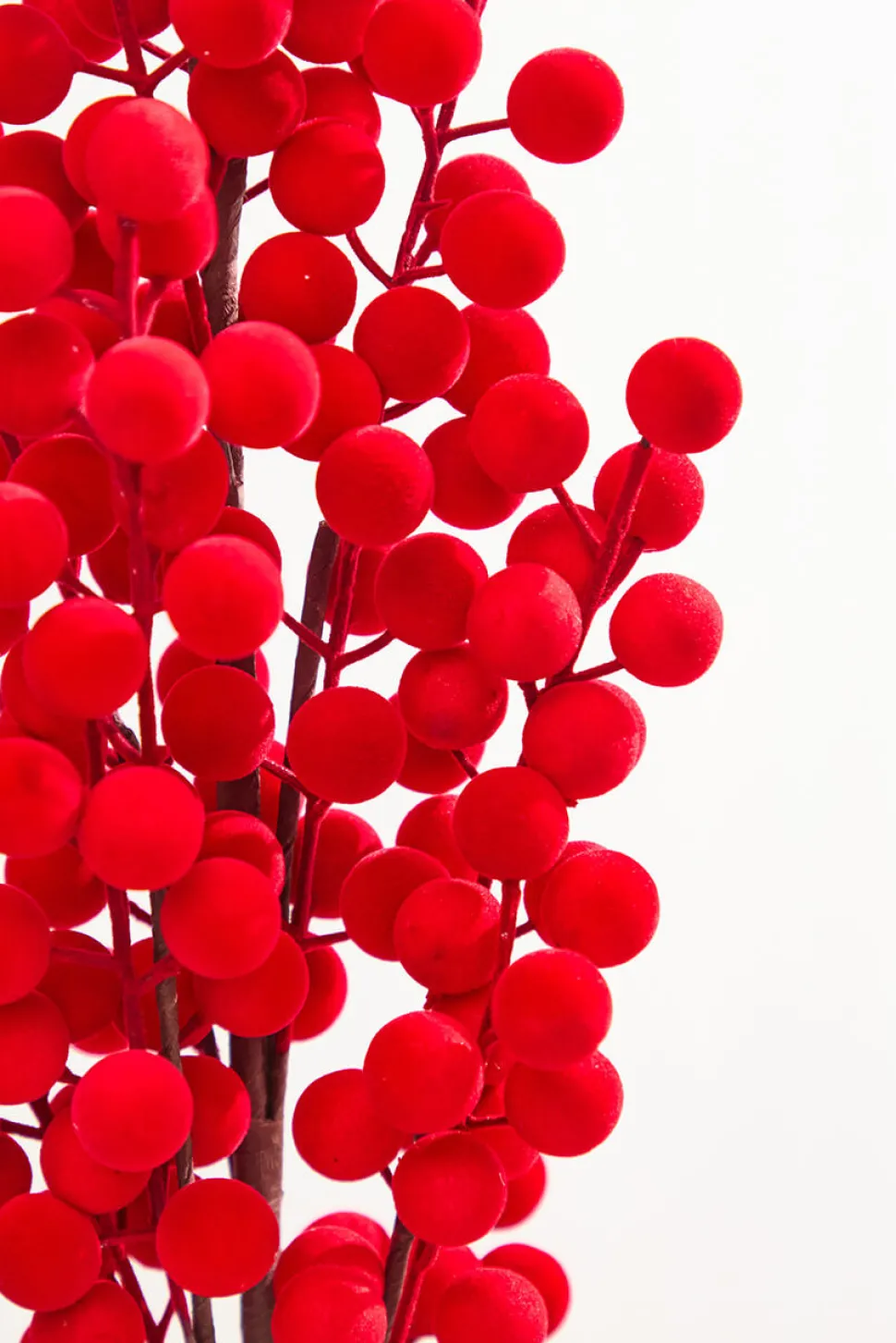 33" Red Flocked Berry Spray