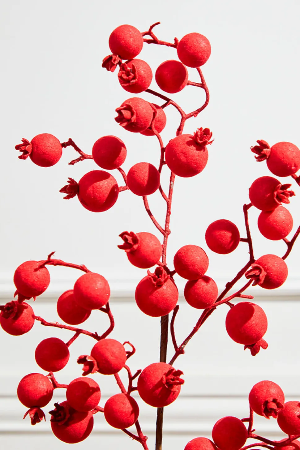 29” Red Flocked Berry Spray