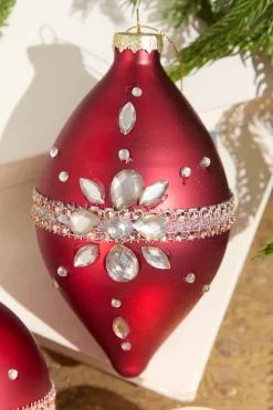 Red Gem Drop Glass Ornament