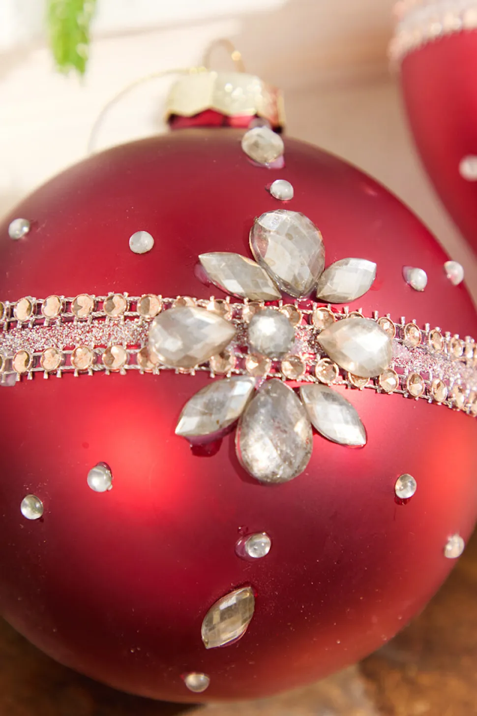 Red Gem Drop Glass Ornament