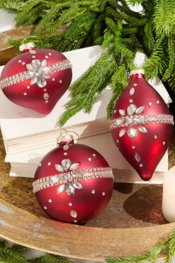Red Gem Drop Glass Ornament