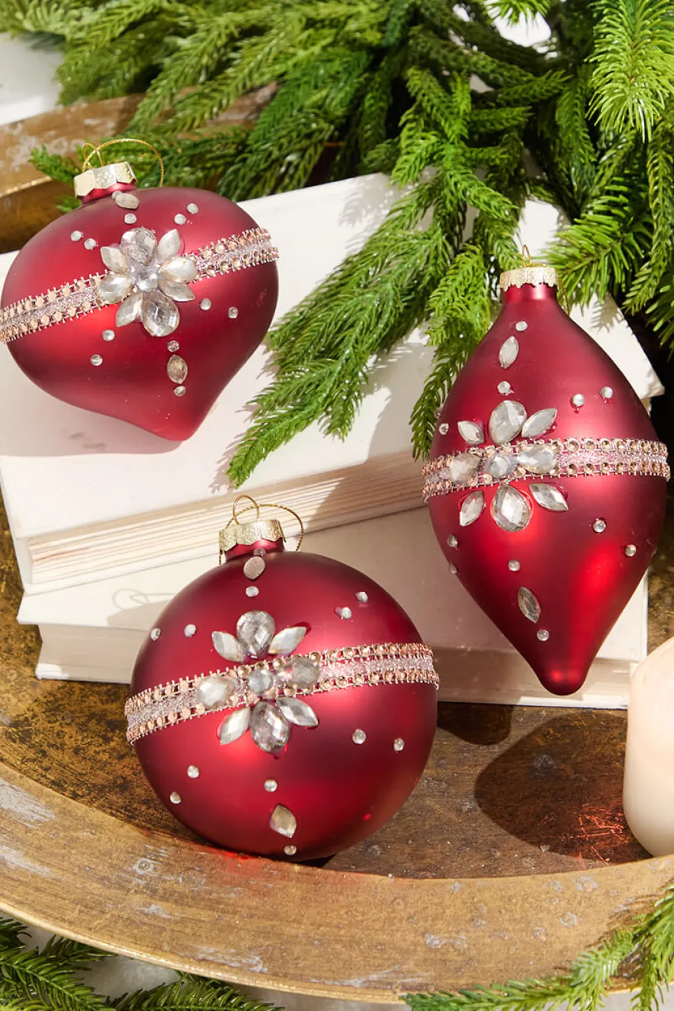 Red Gem Drop Glass Ornament