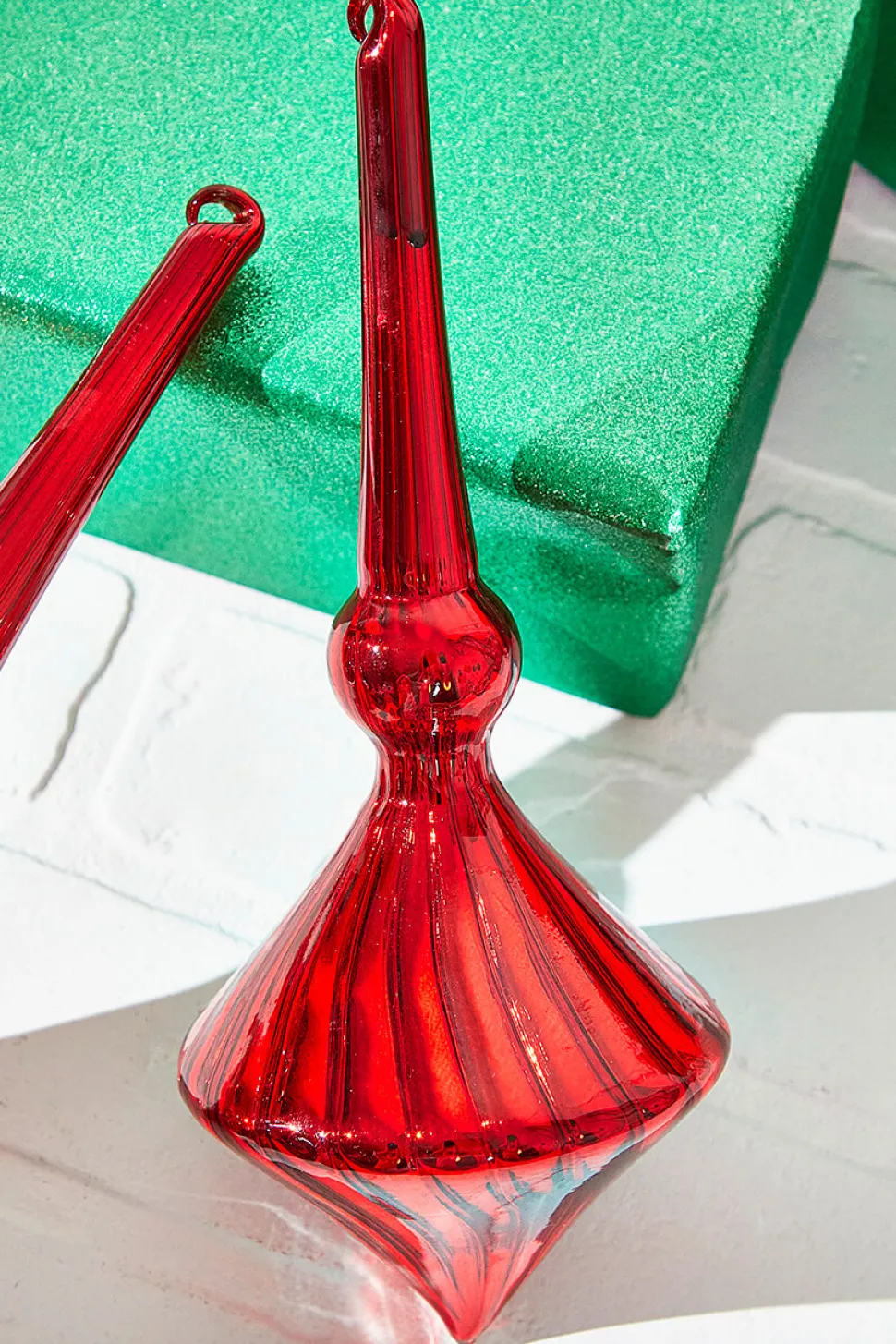 10" Red Glass Drop Ornament