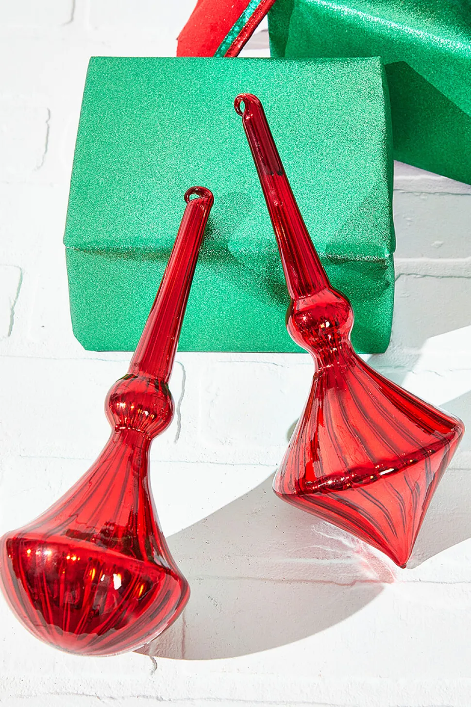 10" Red Glass Drop Ornament