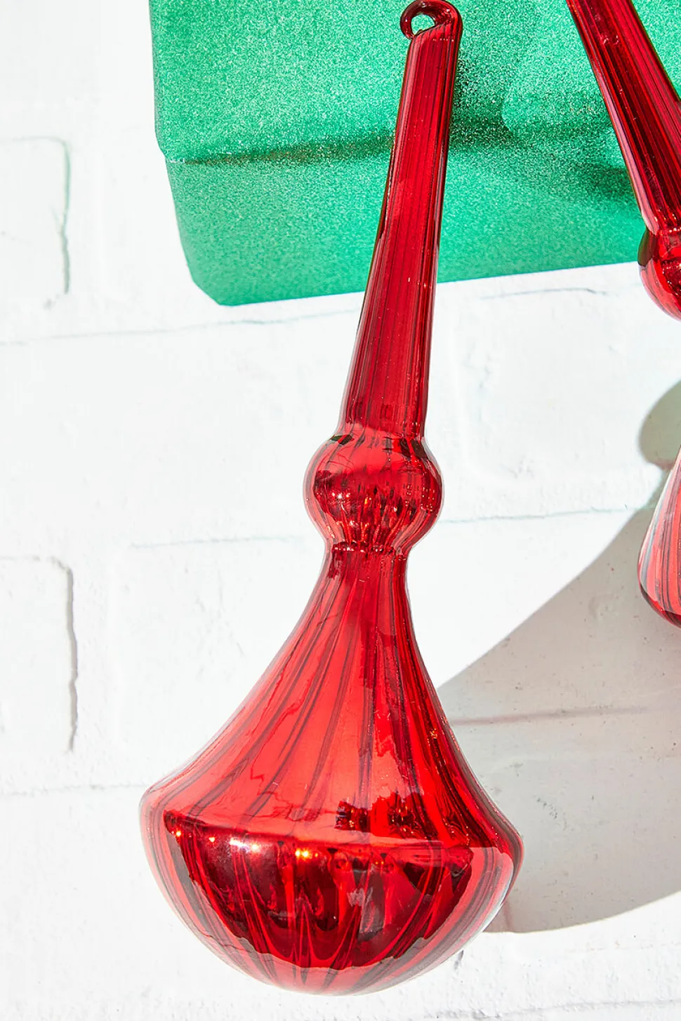 10" Red Glass Drop Ornament