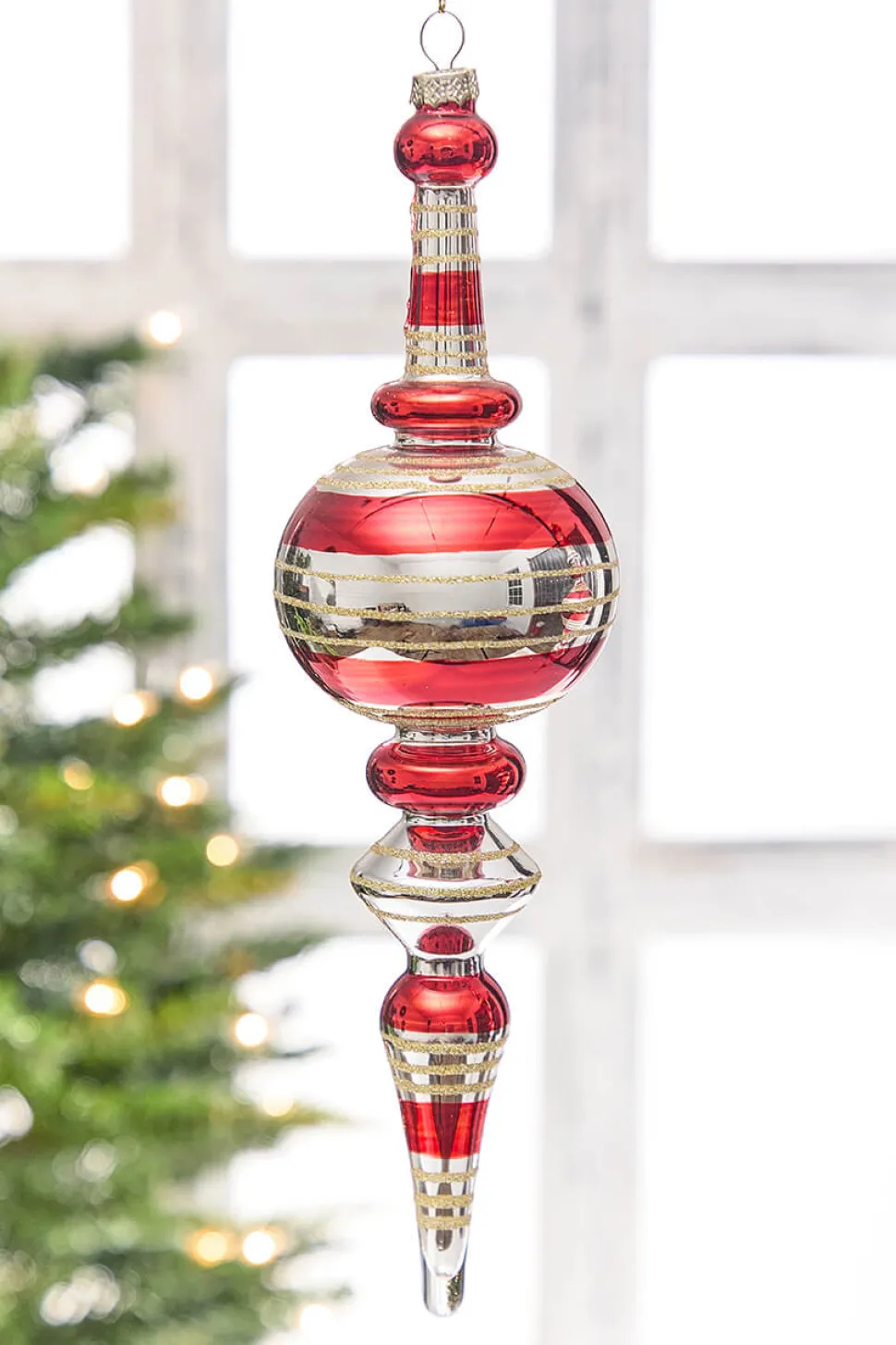 12" - 12.5" Red Glass Finial Ornament