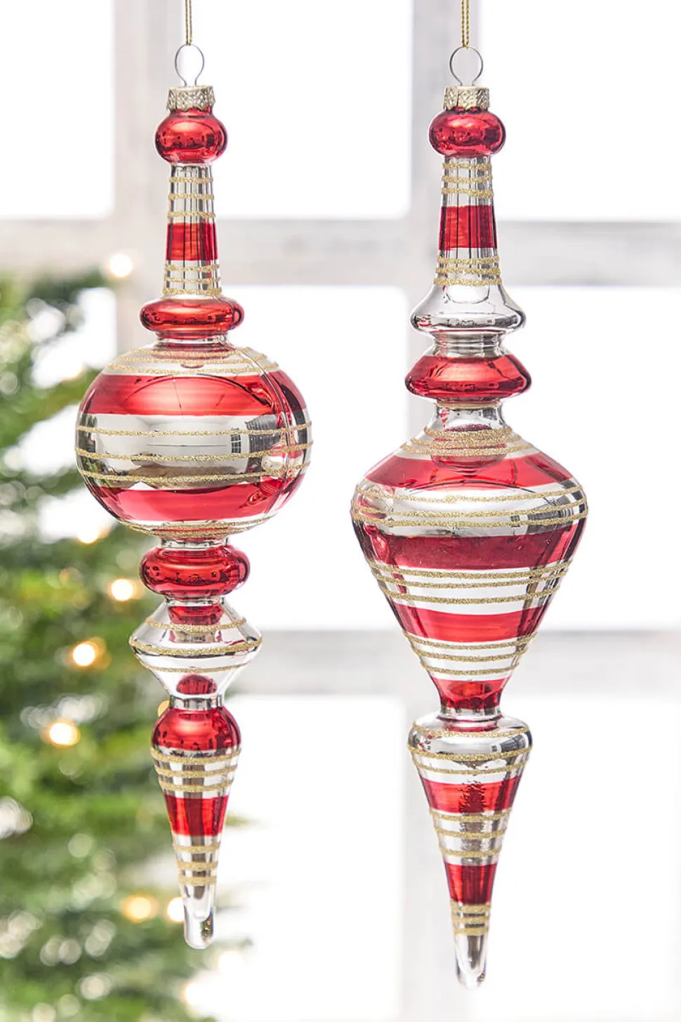12" - 12.5" Red Glass Finial Ornament