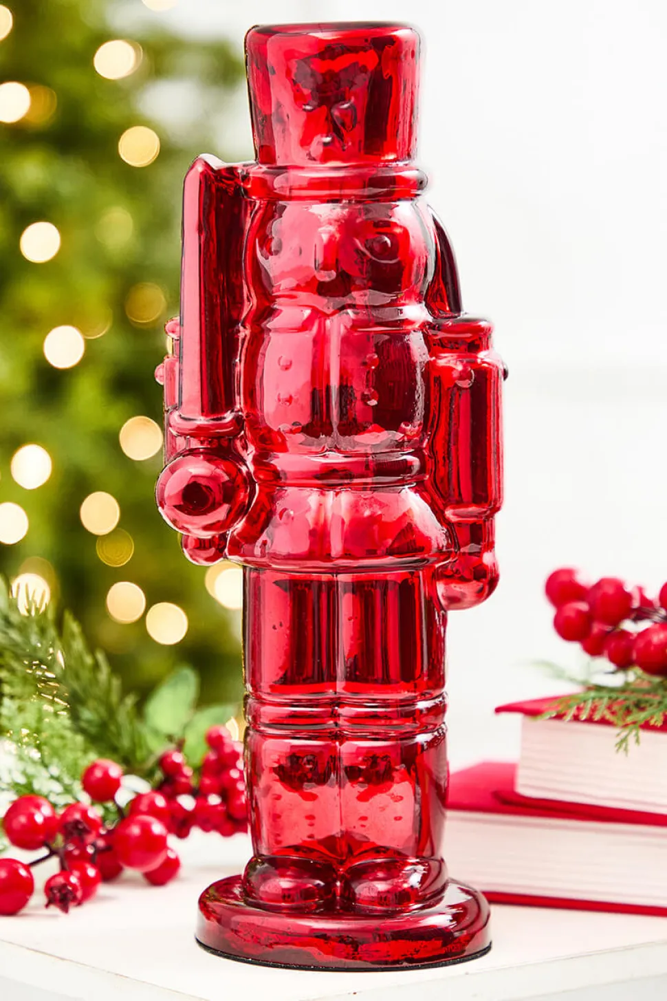12" Red Glass Nutcracker